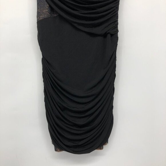 BCBGMaxAzria Black Renay Lace-Blocked Ruched Mini Bodycon Dress size 4 - Picture 7 of 16